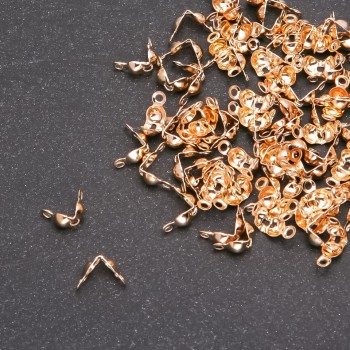 Bead Frog for Beads, Gold-tone Metal, 7x4 mm (±), Gold-tone Metal Finish, 10 g (±), 140 pcs
